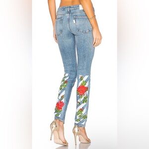 OFF-WHITE Diag Roses 5 Pocket Skinny Jeans in Vintage Wash